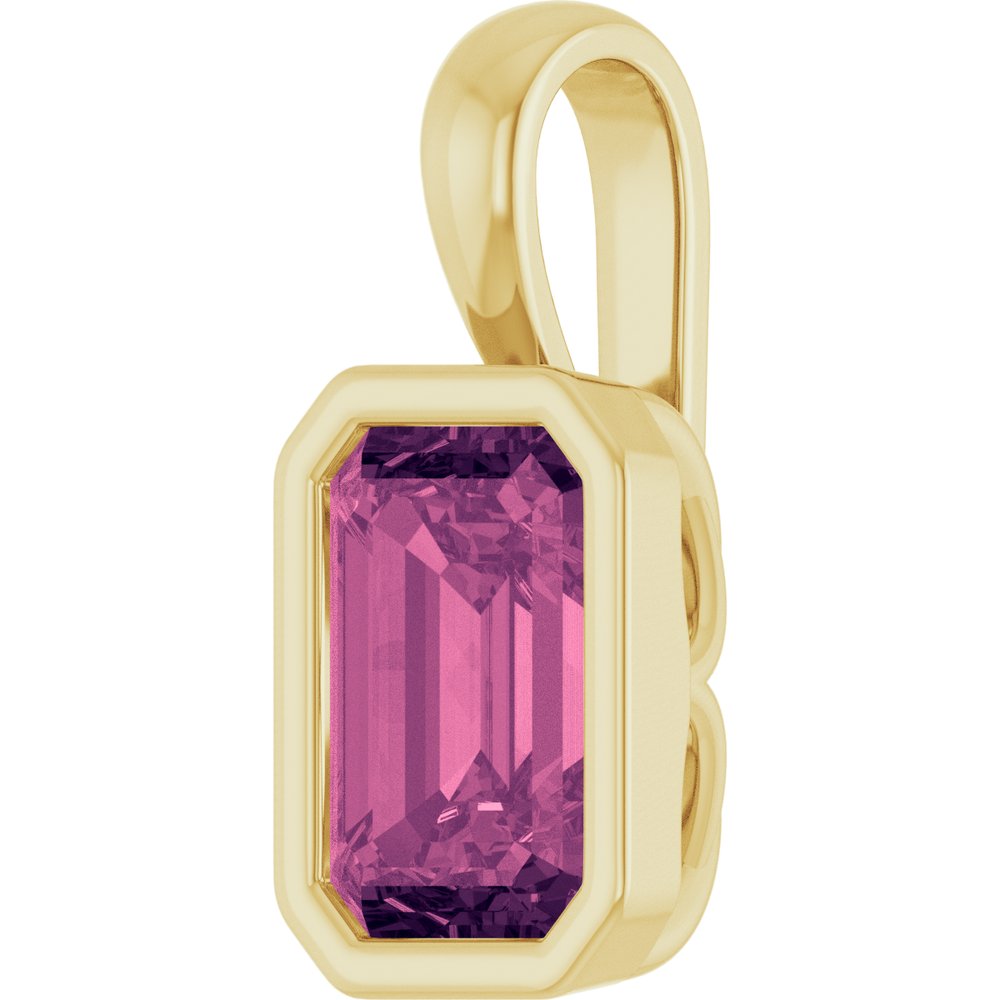 14K Yellow Natural Pink Tourmaline Pendant