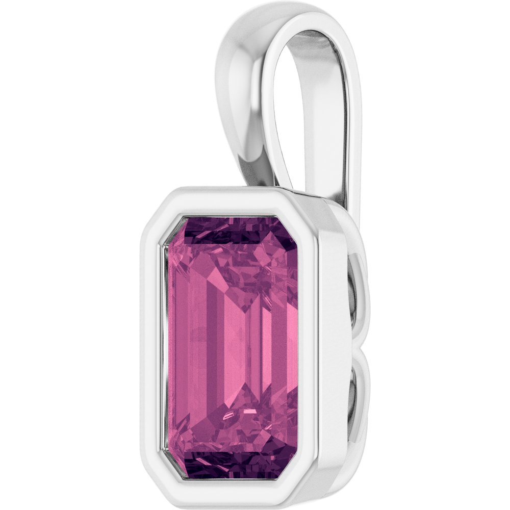 14K White Gold Natural Pink Tourmaline Pendant