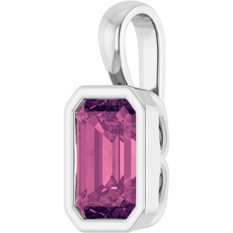 14K White Gold Natural Pink Tourmaline Pendant