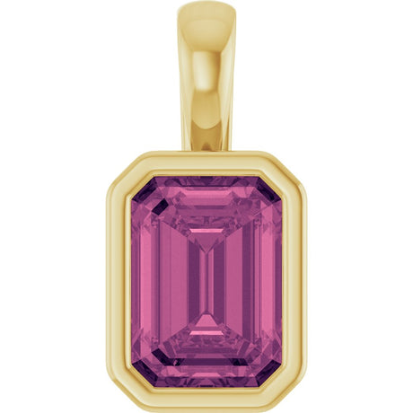 14K Yellow Natural Pink Tourmaline Pendant