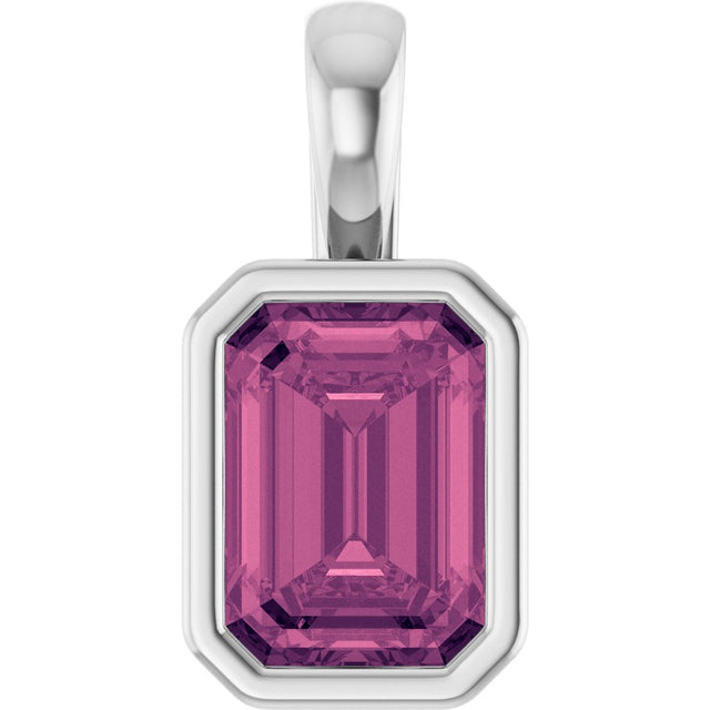 14K White Gold Natural Pink Tourmaline Pendant