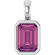 14K White Gold Natural Pink Tourmaline Pendant
