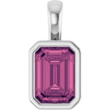 14K White Gold Natural Pink Tourmaline Pendant