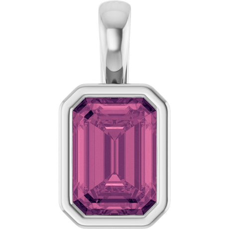 14K White Gold Natural Pink Tourmaline Pendant