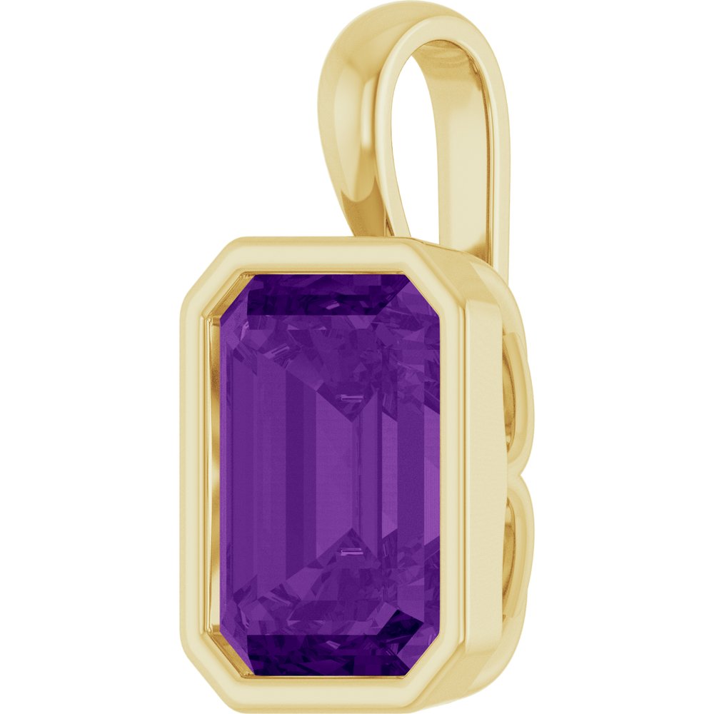 14K Yellow Natural Amethyst Pendant