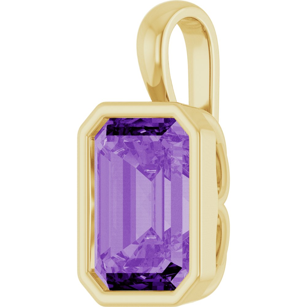 14K Yellow Gold Lab-Grown Purple Sapphire Pendant