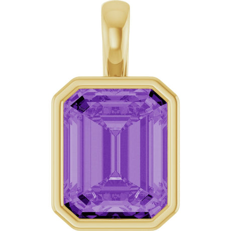 14K Yellow Gold Lab-Grown Purple Sapphire Pendant