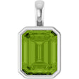 14K White Gold Natural Peridot Pendant