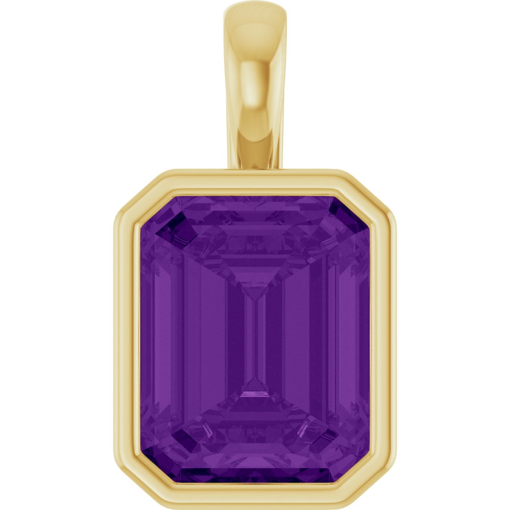 14K Yellow Natural Amethyst Pendant