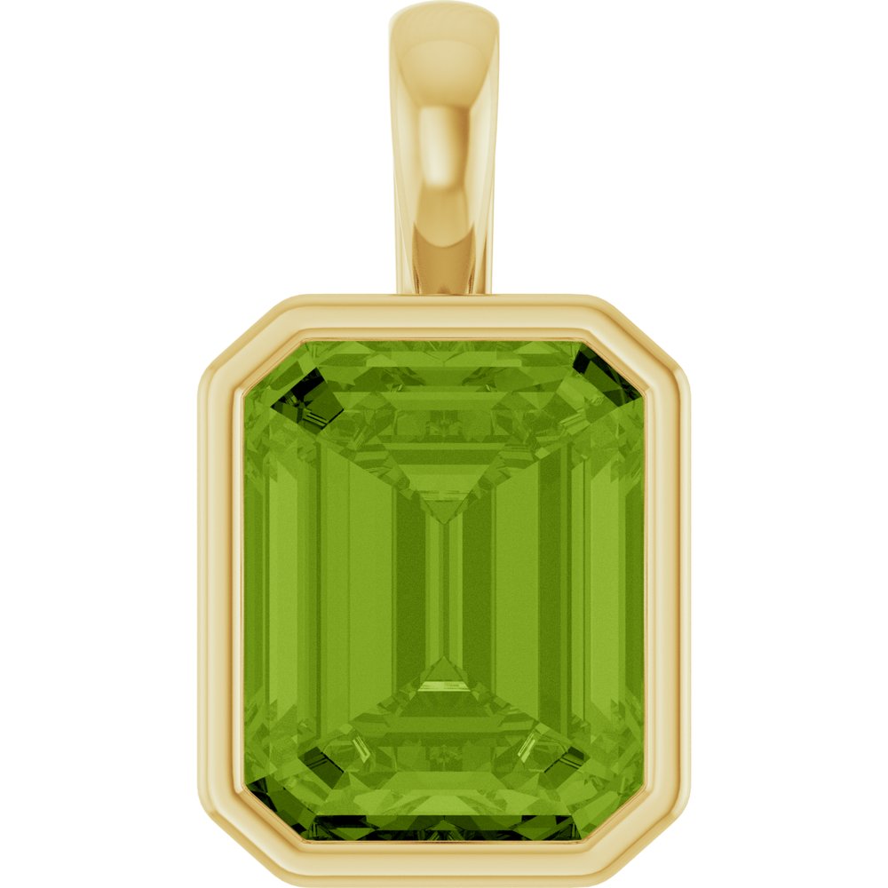 14K Yellow Gold Natural Peridot Pendant