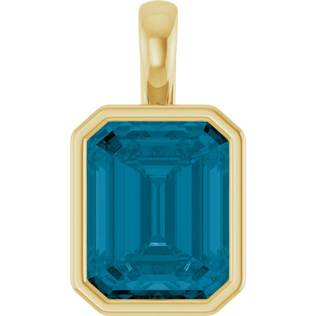14K Yellow Gold Natural London Blue Topaz Pendant