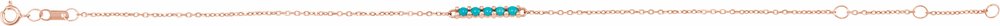 14K Rose Natural Turquoise Bar 6 1/2-7 1/2" Bracelet