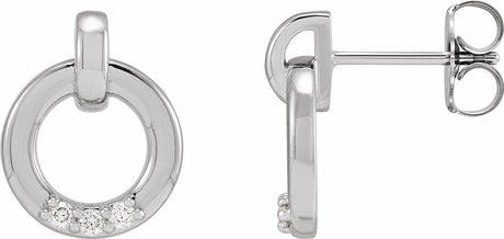 14K White Gold .08 CTW Natural Diamond Circle Earrings