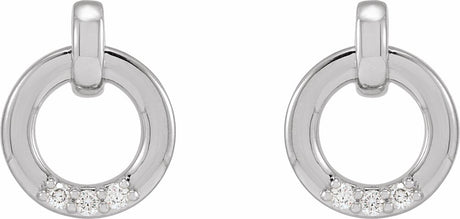14K White Gold .08 CTW Natural Diamond Circle Earrings