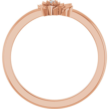 14K Rose .015 CT Natural Diamond Flower Ring