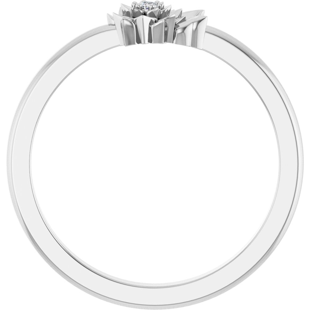 Sterling Silver .015 CT Natural Diamond Flower Ring 
