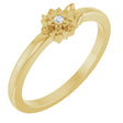 14K Yellow Gold .015 CT Natural Diamond Flower Ring 