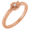 14K Rose Gold .015 CT Natural Diamond Flower Ring 