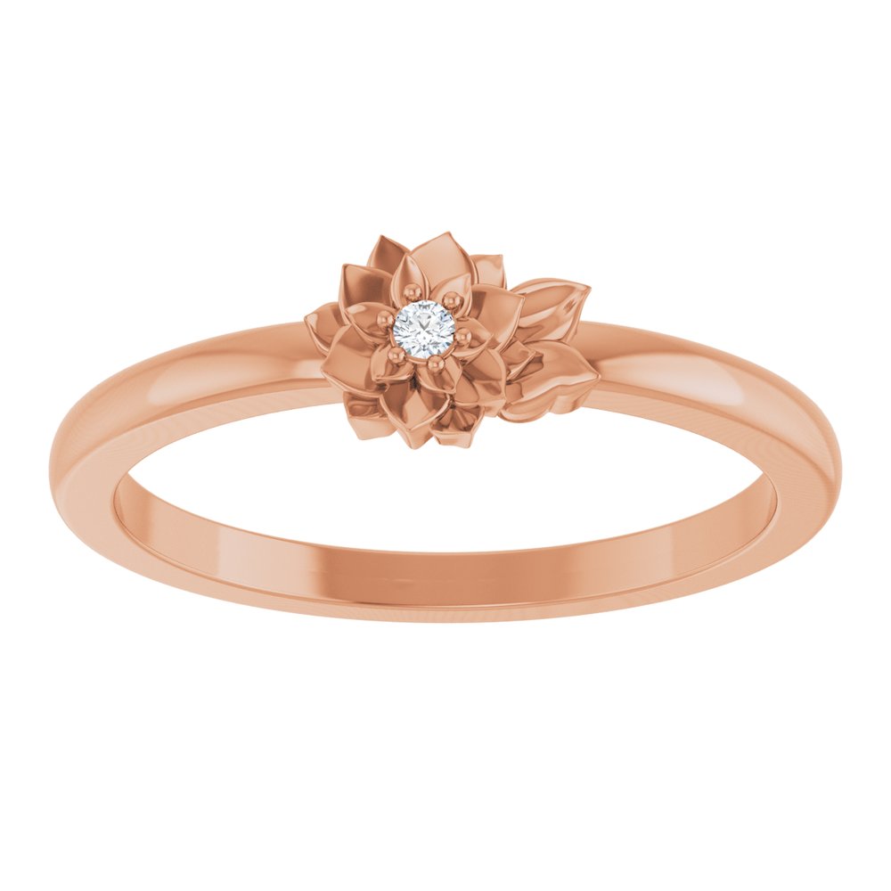 14K Rose Gold .015 CT Natural Diamond Flower Ring 