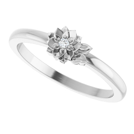 Sterling Silver .015 CT Natural Diamond Flower Ring