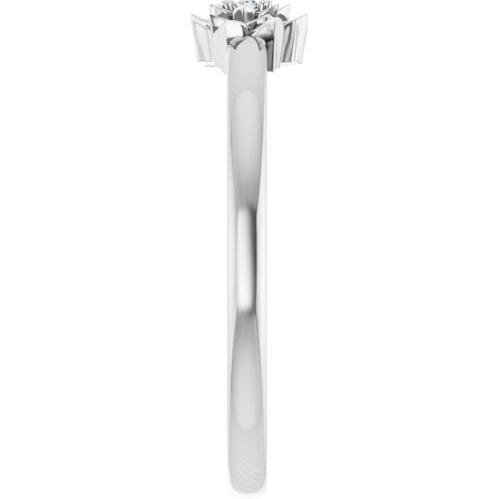 Sterling Silver .015 CT Natural Diamond Flower Ring