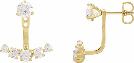 14K Yellow Gold 1 CTW Lab-Grown Diamond Curved Bar Earring Jackets
