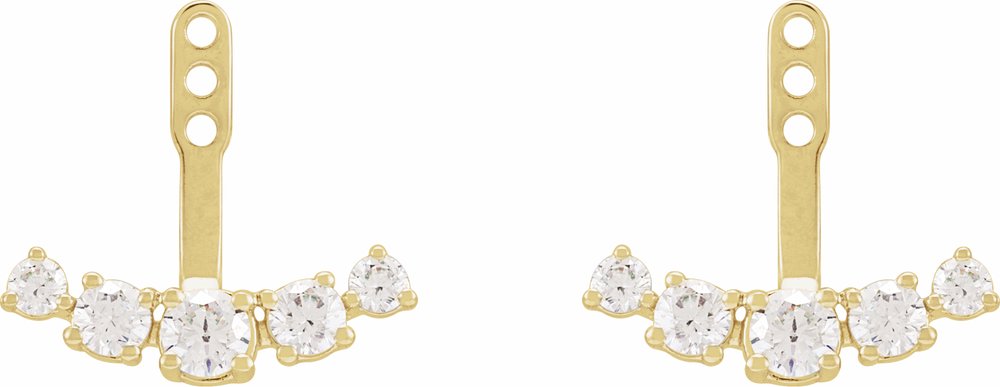 14K Yellow 1 CTW Lab-Grown Diamond Curved Bar Earring Jackets