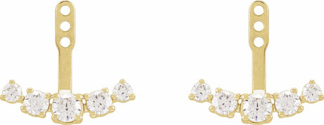 14K Yellow Gold 1 CTW Lab-Grown Diamond Curved Bar Earring Jackets