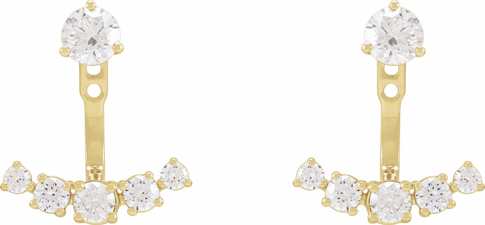 14K Yellow 1 CTW Lab-Grown Diamond Curved Bar Earring Jackets