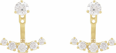 14K Yellow 1 CTW Lab-Grown Diamond Curved Bar Earring Jackets