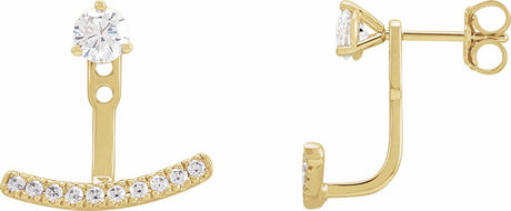 14K Yellow Gold 1/5 CTW Lab-Grown Diamond Curved Bar Earring Jackets