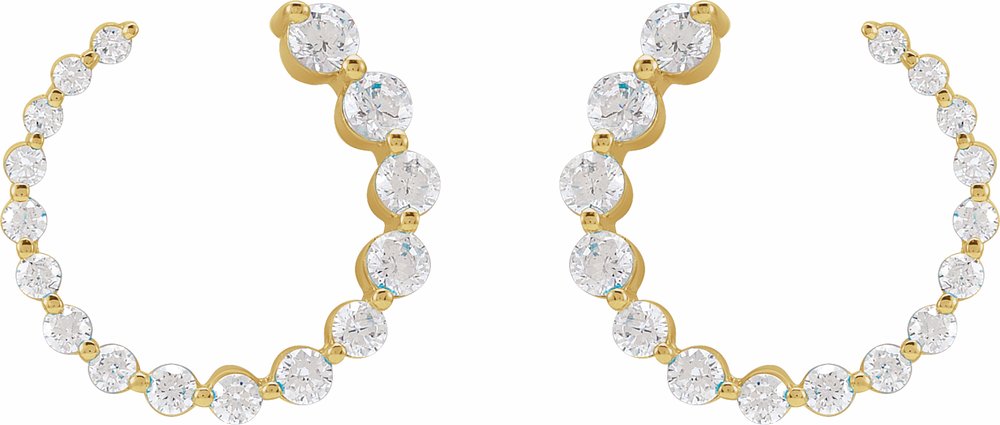 14K Yellow 7/8 CTW Natural Diamond Front-Back Earrings