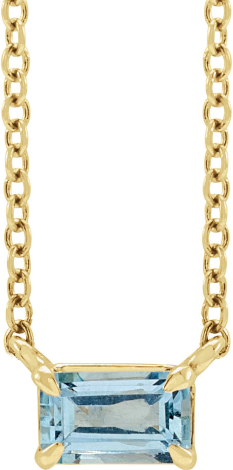 14K Yellow Natural Aquamarine 18" Necklace