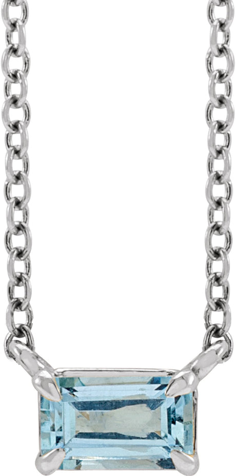 Platinum Natural Aquamarine 18" Necklace