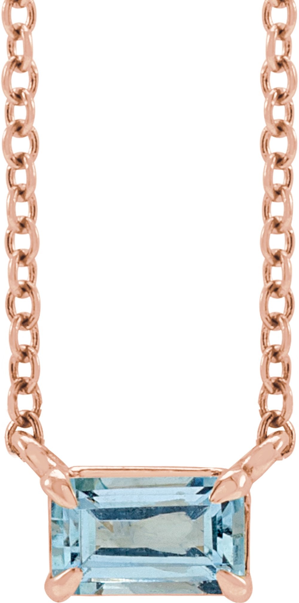 14K Rose Natural Aquamarine 18" Necklace