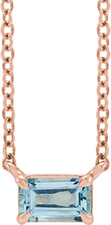 14K Rose Natural Aquamarine 18" Necklace