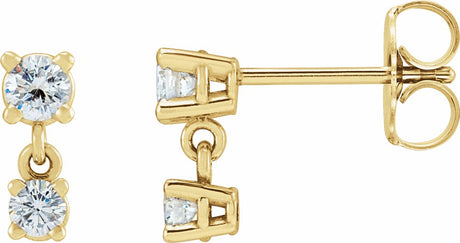 14K Yellow Gold 1/3 CTW Natural Diamond Two-Stone Earrings