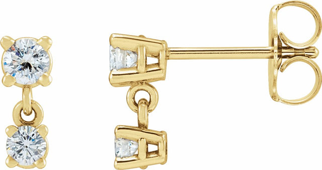 14K Yellow Gold 1/3 CTW Natural Diamond Two-Stone Earrings