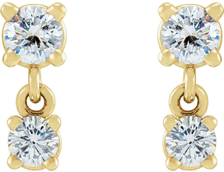 14K Yellow Gold 1/3 CTW Natural Diamond Two-Stone Earrings
