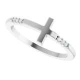 Sterling Silver .025 CTW Diamond Stackable Sideways Cross Ring