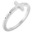 14K White .025 CTW Diamond Stackable Sideways Cross Ring
