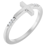Sterling Silver .025 CTW Diamond Stackable Sideways Cross Ring