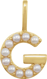 14K Yellow Cultured White Freshwater Pearl Initial G Charm/Pendant