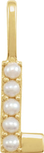 14K Yellow Cultured White Freshwater Pearl Initial L Charm/Pendant