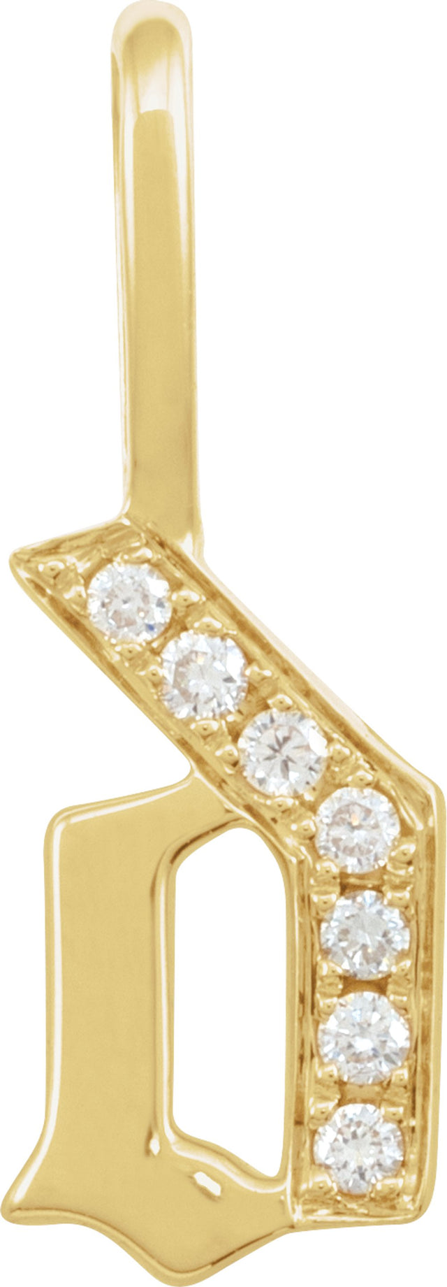 14K Yellow .05 CTW Natural Diamond Gothic Initial D Charm/Pendant