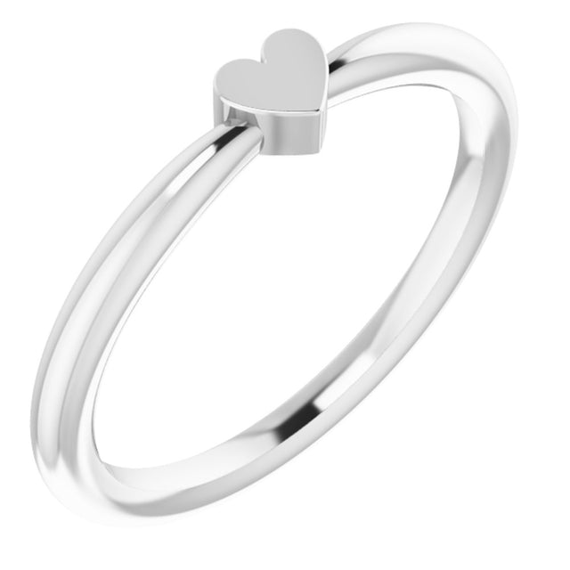 14K White 1-Heart Family Engravable Ring