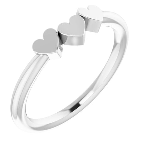 Sterling Silver 3-Heart Family Engravable Ring