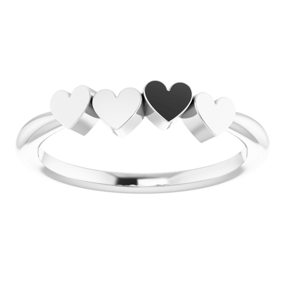 Sterling Silver 4-Heart Family Engravable Ring