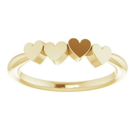 14K Yellow 4-Heart Family Engravable Ring