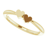 14K Yellow 2-Heart Family Engravable Ring